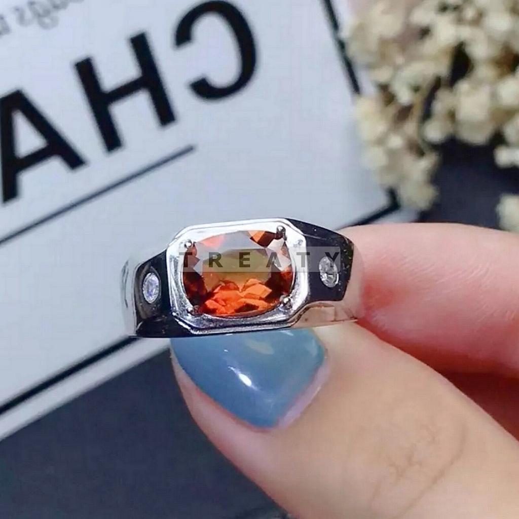 Garnet Oval Cut Gemstone With 925 Sterling Silver Ring For Men's #335 JL375732457971