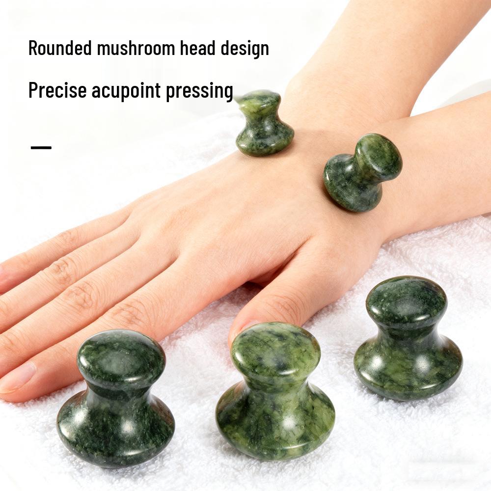 Portable Jade Mushroom Head Gua Sha Massager for Full Body, Acupoint, and Face Health