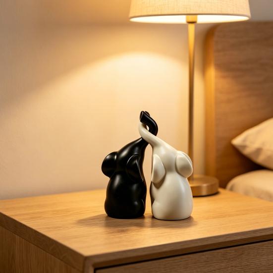 Elephant Figurines Loving Gifts for Couples Wedding Anniversary Modern Elephant Sculpture Ornament