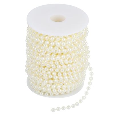 25m Rolle Schleifperlen Drahtperlen Girlande Schnur DIY Hochzeitsdekoration 6mm(Beige)