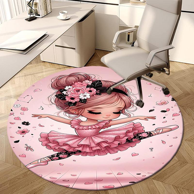 1PC ballet dancer Non-Slip Floor Round carpet, Office, family, bedroom, Large Area Rug Indoor Rugs, Durable PolyesterH0331