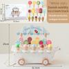 Simulation ice cream cart pretend play toy, wooden puzzle classic game, ice cream vending set, children's gift