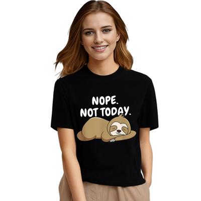 Niedliches Cartoon Faultier Print T-Shirt Damen o-Ausschnitt Kurzarm T-Shirt Casual Top Tee Für Mädchen Kleidung