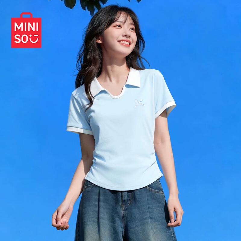 MINISO Women s Slim Fit Polo Short Sleeve T-Shirt M