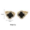 Four-Leaf Clover Zircon Ear Cuffs: High-End Gold-Plated Earrings - Elegant, Small, and Versatile.