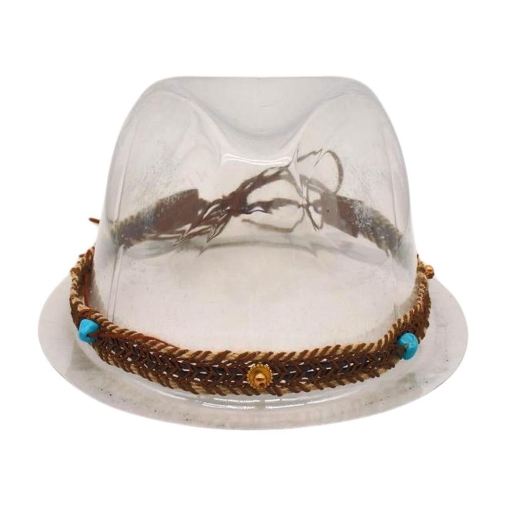 Big Brim Gold Acrylic Chain Felt Hat Solid Color Cashmere Jazz Hat French Top Hat