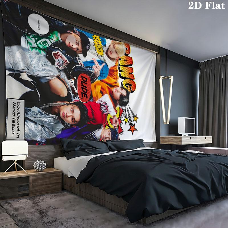 TXT Art Wall tapestry, aesthetic printed fabric blanket, suitable for bedroom, living room, and home decor.