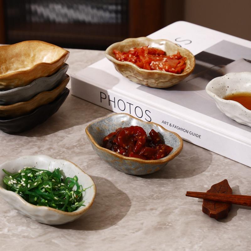 Shell dishes, retro coarse pottery tableware, commercial Japanese ceramic dishes, irregular small vegetable dishes