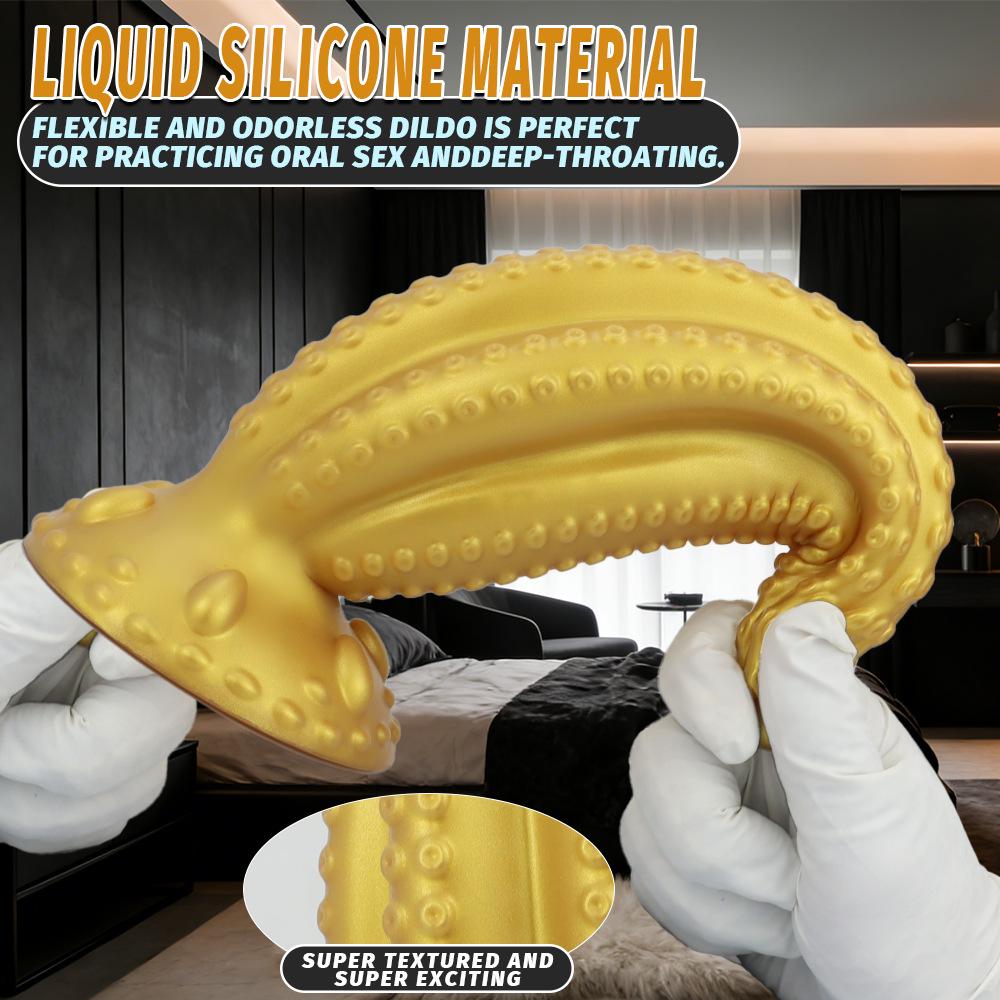 Gold Liquid Silicone Tentacle Butt Plug Set with Six Fingers - Available In Large, Medium & Small