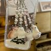 Cute Creative Flocking Cat Beading Pendant Keychain Cartoon Mobile Phone Chain Backpack Decoration Pendant Accessories Gifts