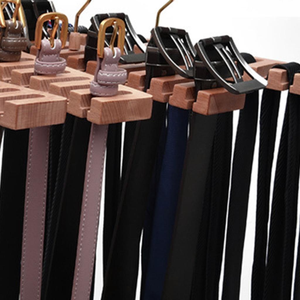 Wooden Belt Rack for Closet Wall Mount Sturdy Space Saving Tie and Belt Hanger Organizer Holder Holds 14 Belts