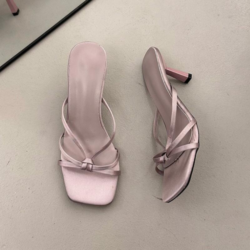 Summer Luxury Solid Color Designer Women's Sandals Sexy Open Toe High Heels Elegant Slip-on Party Dress Slippers Plus Size