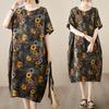 Real Shot 2026 Summer New Large Size Women's Clothing Fat MM Linen Cotton Linen Retro Literary Ethnic Style Casual Dress
