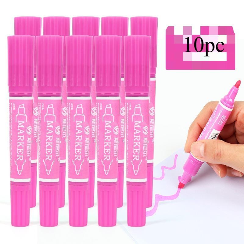 10pcs/set Twin Tip Colored Permanent Art Markers Pens Fine Point Waterproof Oily Black Ink Sketchbook Painting School Supplies