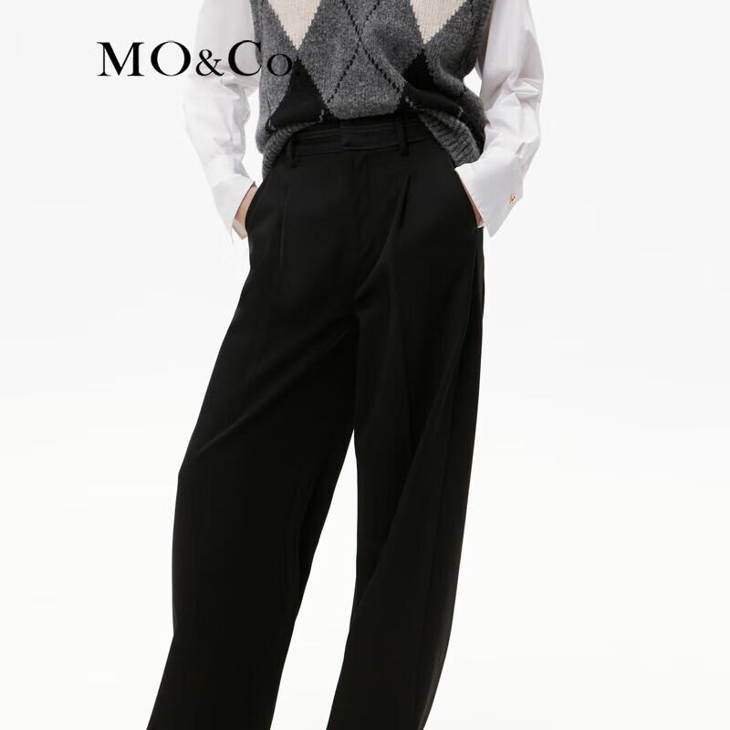 MO&Co. Women's High-Waist Pleated Straight-Leg Trousers