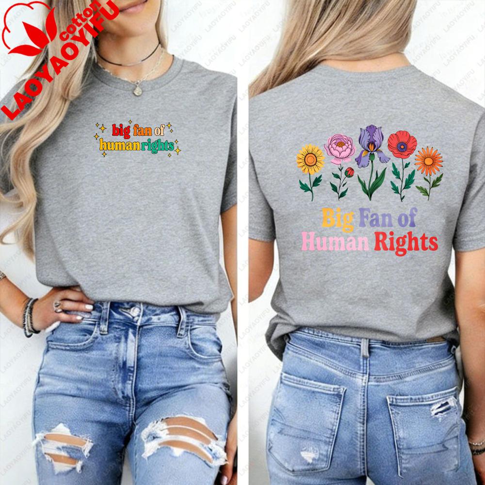 Big Fan of HuUnisex Rights Floral Sweatshirt Social Justice Shirt Support Immigrant Tshirt Equality Pro Democracy Tee Gothic Tops