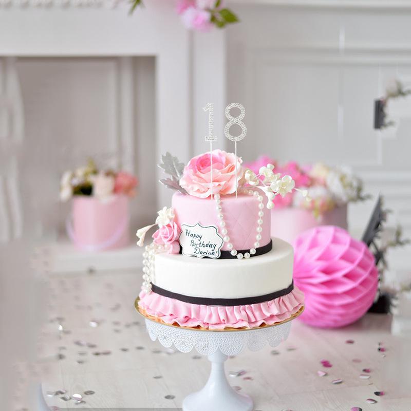 "Stilvolle Zahlentortenaufleger" (0-9) mit Legierungsdiamanten für Geburtstage & Hochzeiten"