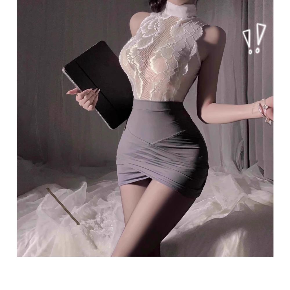 Domila's New Stewardess Secretary Hip Skirt Is Passionate and Seductive, Sexy Hollow Uniform, No Small Chest Open Uniform