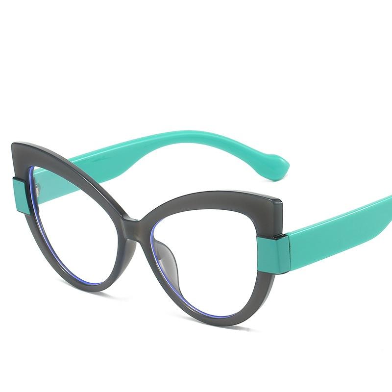 Large Frame Cat Eye Glasses Stylish Oversized Leopard Anti-blue Eyeglasses Fashion Gradient Color Plain Glasses for Men Women