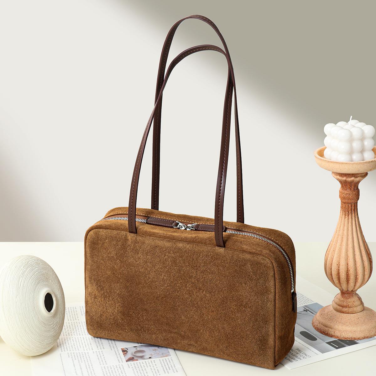 

Women s Frosted Cowhide Leather Briefcase Large Capacity Versatile Shoulder Handbag New Bowling Style for Business And Travel