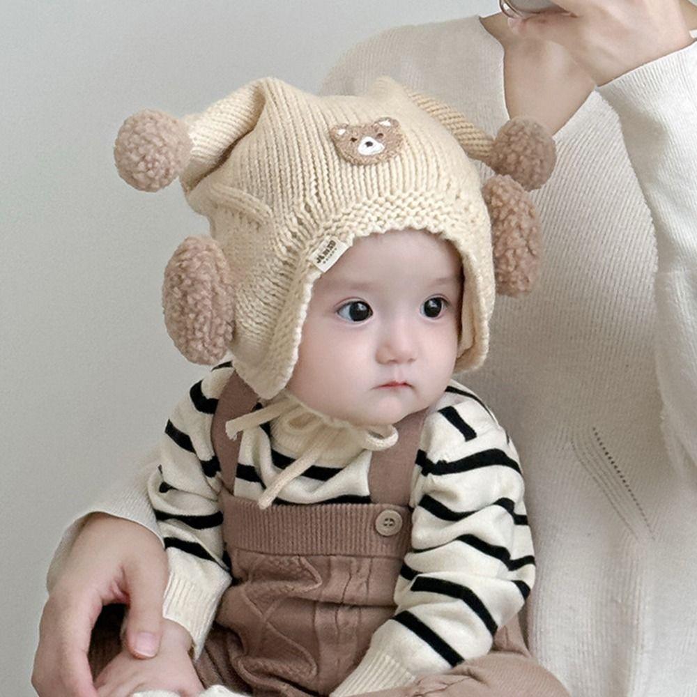 Cold-Resistant Toddler's Plush Knitted Hat Cute Kids Ear Protection Hat Photography Props