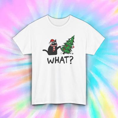 Katze Was Weihnachtsbaum Shirt Lustiges Feiertags-Katzenliebhaber Weihnachts-Humor T-Shirt S-5XL