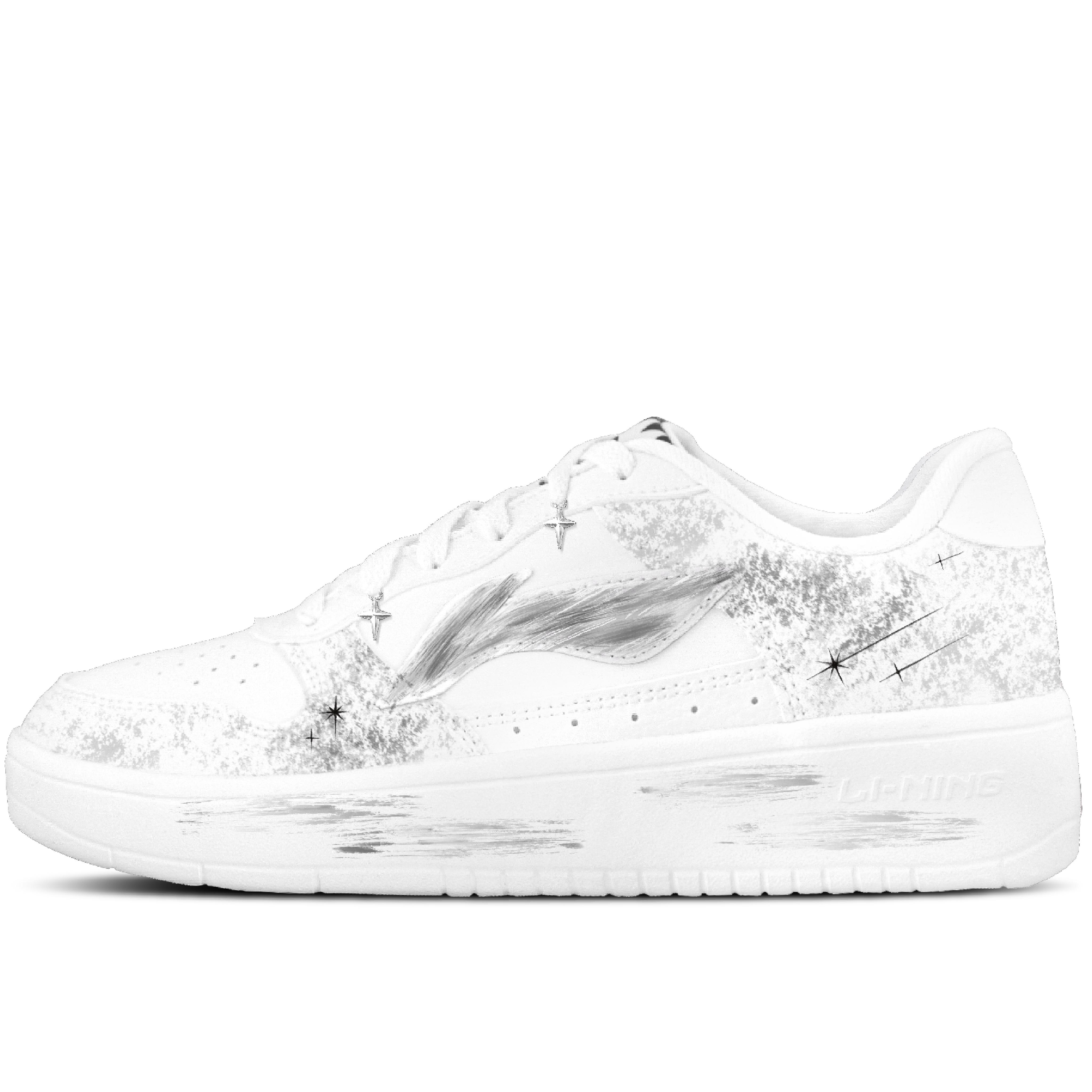 Li Ning Плывущая лодка Белая Ночная звезда Нескользящая, Износостойкая, Дышащая, Увеличивающая рост Низкие кроссовки AGCS419-1(Команда1559-) 39.5
