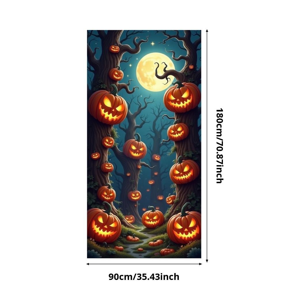 Jack O Lantern Banner Starry Sky Forest Theme Banner Pumpkin Banner Halloween Theme Spooky Decoration For Autumn Celebration
