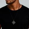 Retro Viking Rune Compass Necklace for Men Boys,Gun black Stainless Steel Talisman Collars,Stylish Punk Jewelry Gift