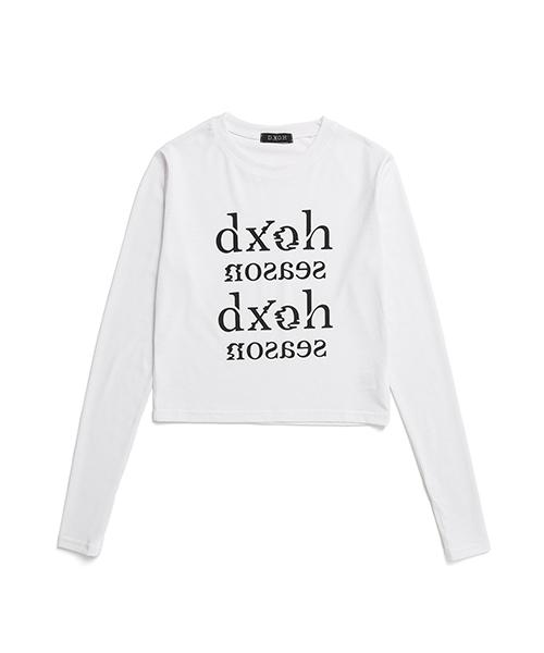 D So H Logo Season Semi-Warmer Crop Top [White]