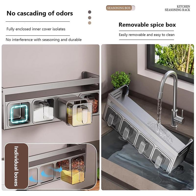 Spice Rack Organizer Wall Mounted Kitchen Spice Rack For Countertop Seasoning Box Spice Organizer For Kitchen Seasoning
