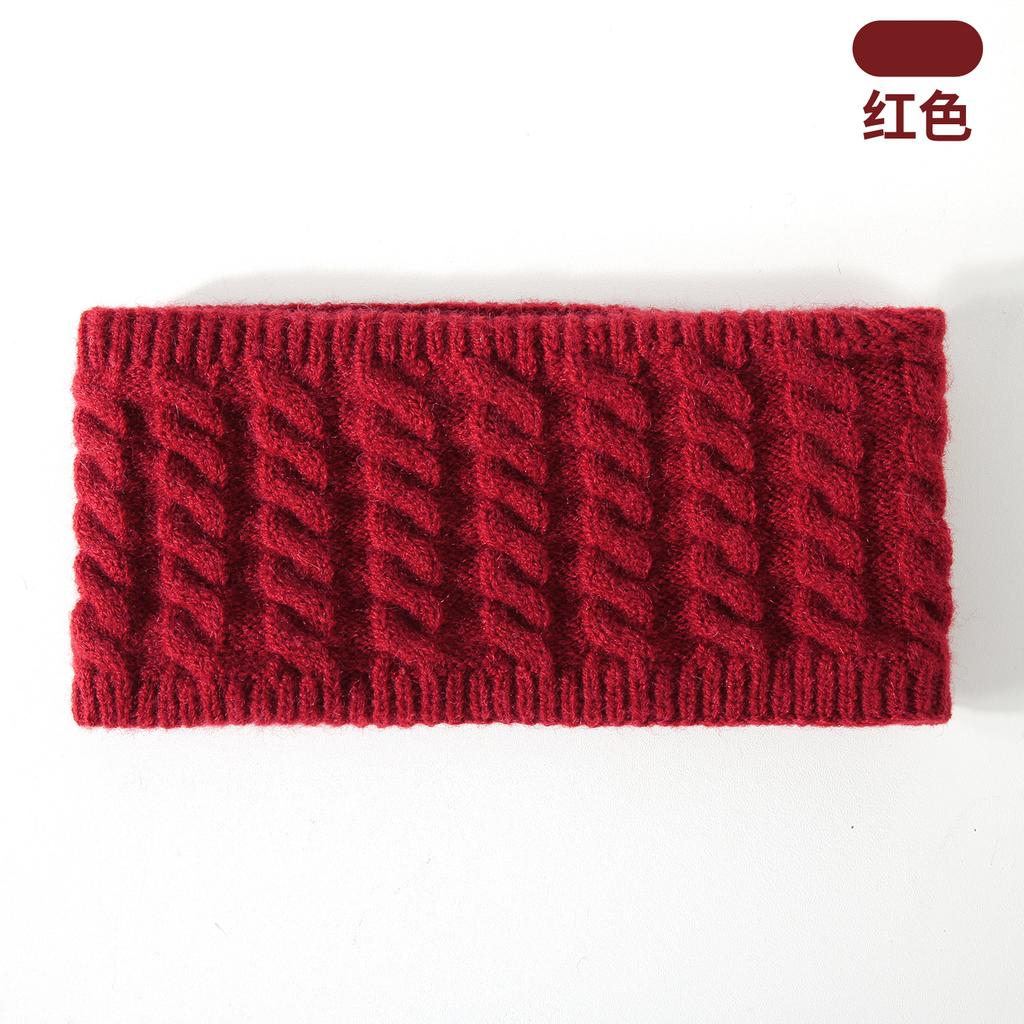 Autumn and Winter Knitted Hat, Scarf, Touch Screen Gloves, Headband, Four-piece Set, Double-layer Velvet Thermal Knitted Hat.