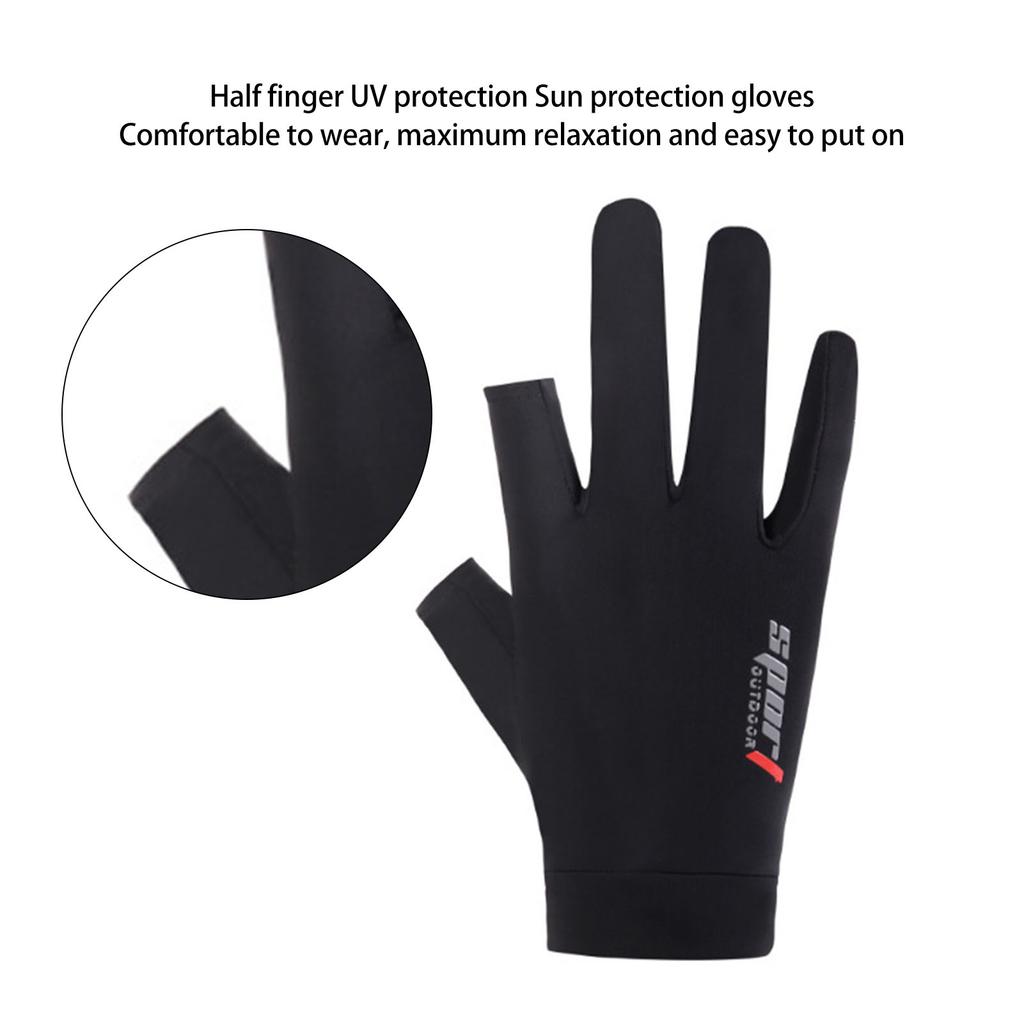 Cycling Gloves Black Soft Breathable Summer UV Protection Sunscreen Ice Silk Half Finger Gloves for Cycling Sports
