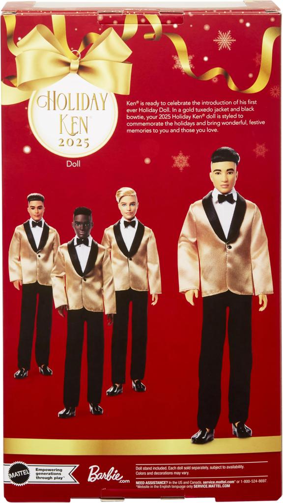 Barbie Holiday Ken Black Hair Signature BLACK Doll House for Pretend Play Ages 6 and JGN83 Dress-Up Up, Gold,