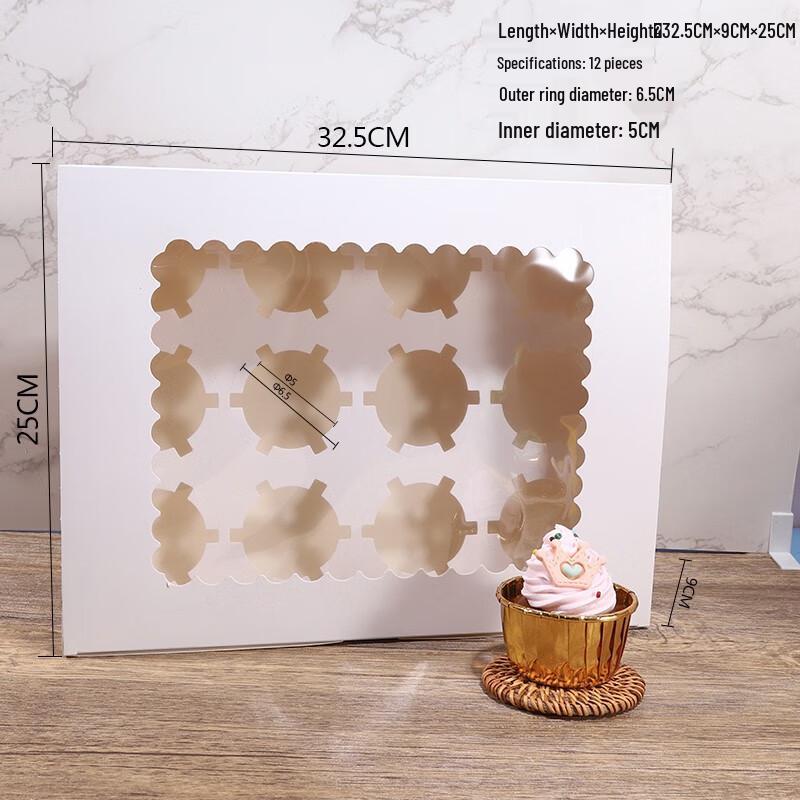 Коробка для капкейков и тарталеток Changbaosen на 12 ячеек, белая картонная