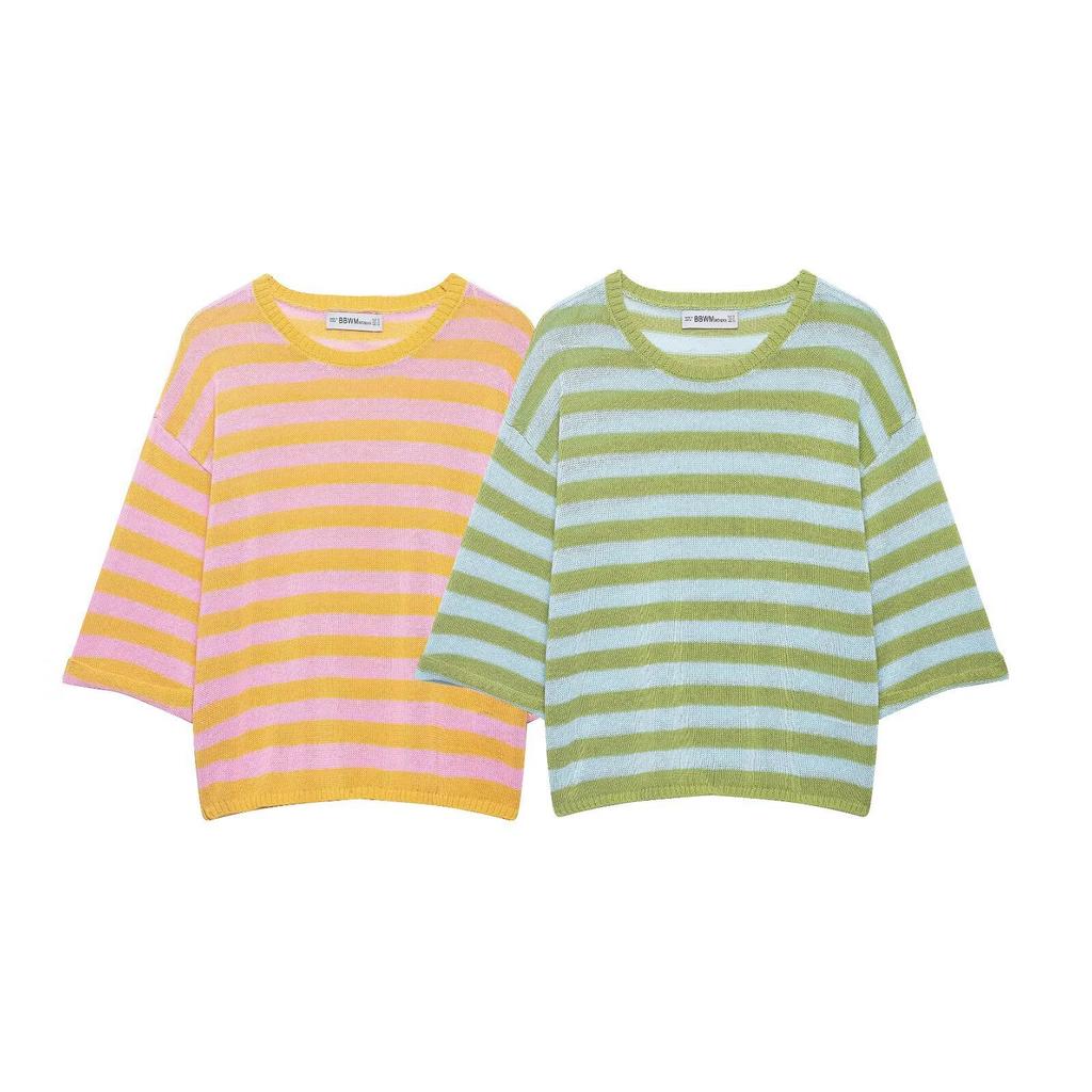 Europäischer und amerikanischer Stil, neue Damenbekleidung, modisch, vielseitig, grenzüberschreitendes Temperament, lässiger gestreifter Strickpullover