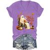 Women's Halloween Print Short Sleeve V-Neck T-Shirt Casual Top