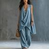 IHUASU Damesmode Casual Mouwloze V-hals Broekpakken