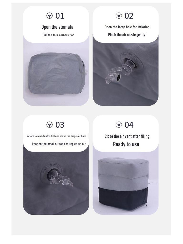 Inflatable Three-Layer Adjustable Footrest Cushion for Travel