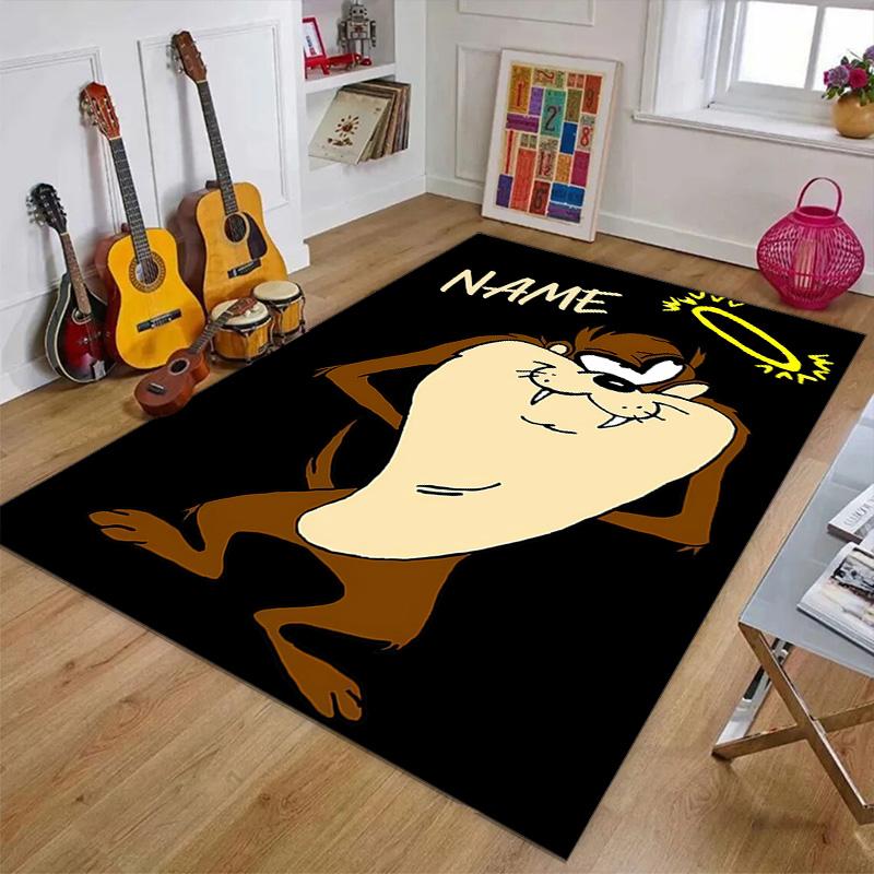 Custom Taz Mat Personalized Name, Polyester Washable Indoor Entryway Rug, Gift for Christmas, Easter, Thanksgiving Day
