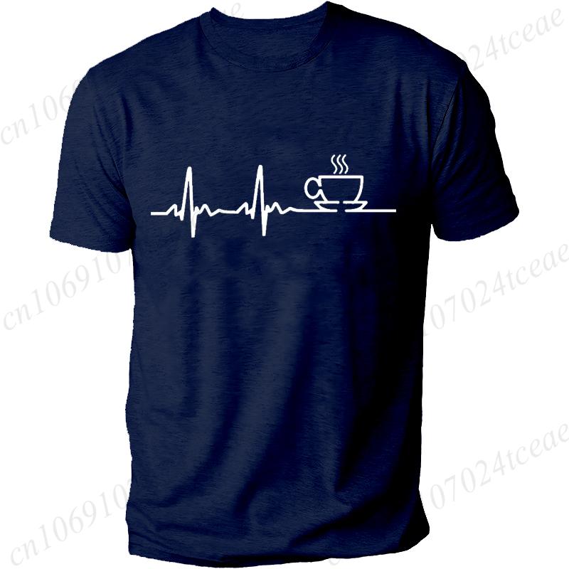 COFFEE ECG EKG MENS T-SHIRT LOVER GREAT FUNNY GIFT IDEA PRESENT CAFFEINE MEME Summer Men's Tee Top Men's Street Casual Clothing