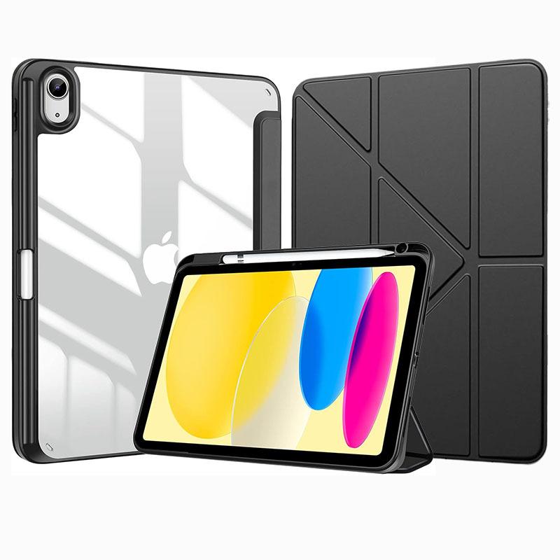 Y-Folding PU Leather Stand Case for IPad A16 11 10 12 Th Generation 11 10.9 Inch 2026 Auto Sleep Smart Clear Pencil Holder Cover
