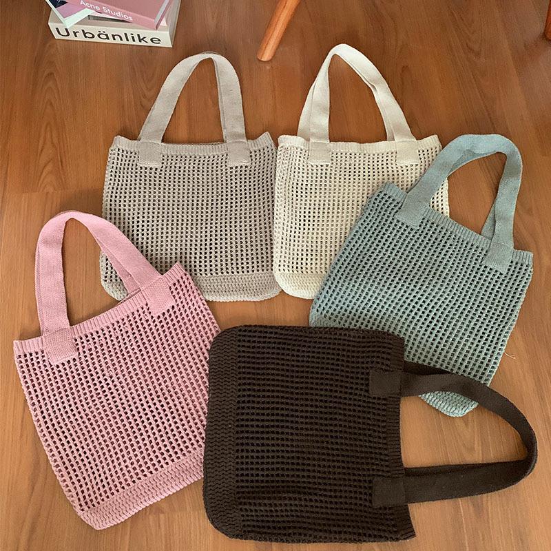 Bags Niche Versatile Knitted Bags Simple Woven Bags Mesh Hollow Women'S Shoulder Bags Tote Handbags
