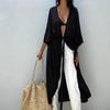 Vrouwen katoenen cardigan met zonnebrandcrème, bikini-cover-up, badpak, zonnebril, strand- en vakantiejurken