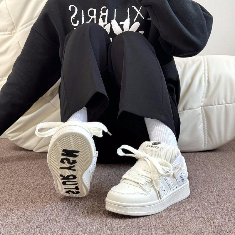 

Маленькие белые туфли в студенческом стиле женские инс тренд 2025 лето новая мода универсальные туфли-хлеб спортивные повседневные кеды 40 белый