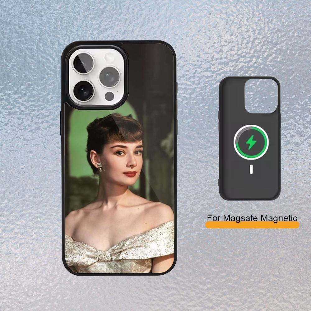 Audrey H-Hepburn Super Actor Phone Case For iPhone Magsafe Magnetic 17,16,15,14,13,12,11 Wireless Charging cover