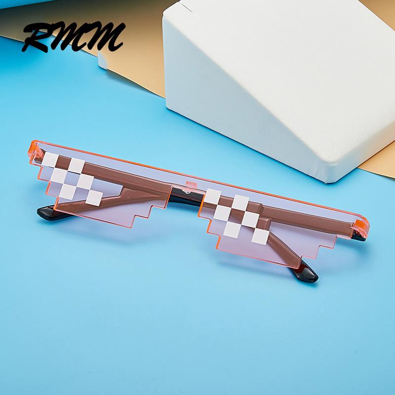 RMM brand Cool fashion unisex Punk Sunglasses square Individuality mosaic sunglasses code pixel glasses for women men