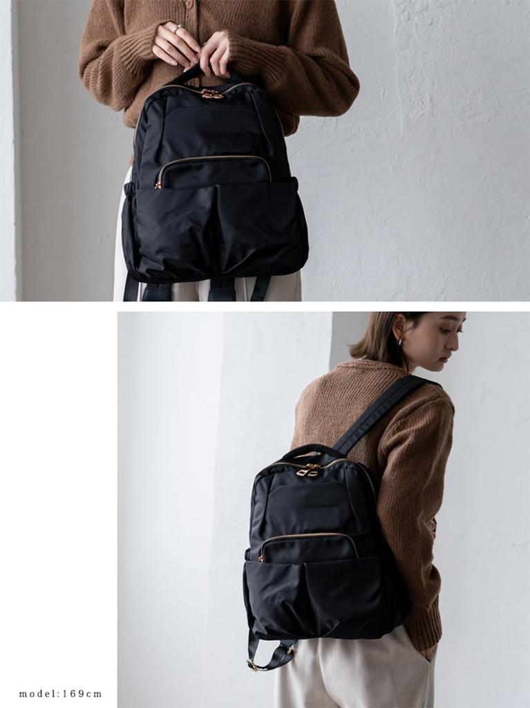 VITAFELICE Women's 10-Pocket Nylon Backpack (vnsb-604z) (Black)