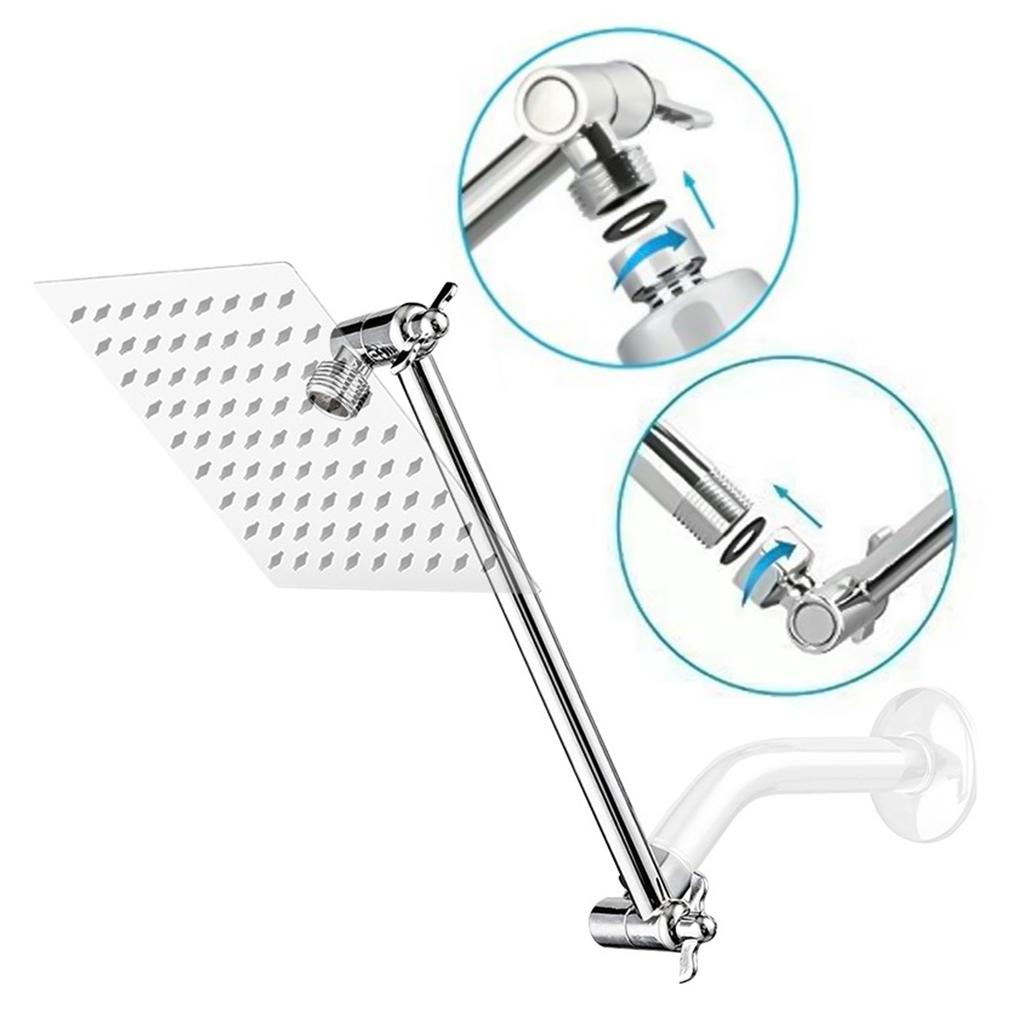 Shower Head Extension Flexible Shower Arm Shower Head Rod Easy Installation & Height Adjustment Steel Rod for Bathroom