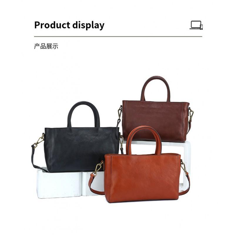 Vegetable Tanned Leather Women's Bag New Simple All-matching Genuine Handbag Commuting Tote Single Shoulder Diagonal